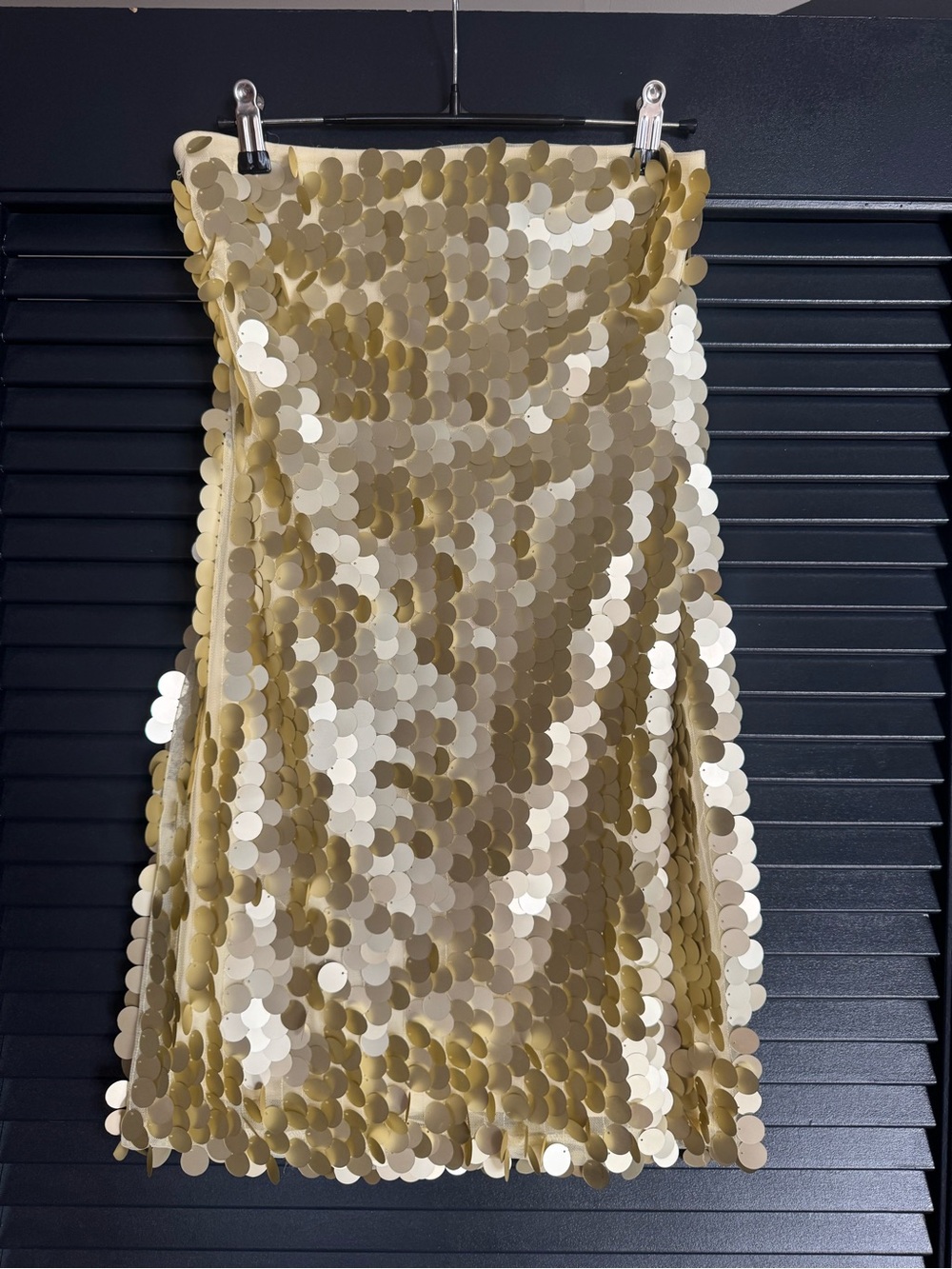Lucy in the Sky Gold Yellow Paillette Sequin Midi Dress S